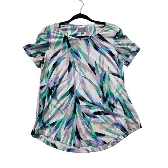 Vintage 90's JM Collection Short Sleeve Scoop Neck Palm Tropical Print Top Sz S - Picture 10 of 10